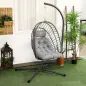 Silla Colgante Plegable con Soporte y 2 Cojines Carga 100 kg para Interior y Exterior en Acabado de Ratán PE Gris Oscuro Silla Colgante Plegable con Soporte y 2 Cojines Carga 100 kg para Interior y Exterior en Acabado de Ratán PE Gris Oscuro