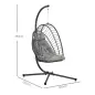 Silla Colgante Plegable con Soporte y 2 Cojines Carga 100 kg para Interior y Exterior en Acabado de Ratán PE Gris Oscuro Silla Colgante Plegable con Soporte y 2 Cojines Carga 100 kg para Interior y Exterior en Acabado de Ratán PE Gris Oscuro