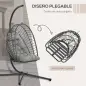 Silla Colgante Plegable con Soporte y 2 Cojines Carga 100 kg para Interior y Exterior en Acabado de Ratán PE Gris Oscuro Silla Colgante Plegable con Soporte y 2 Cojines Carga 100 kg para Interior y Exterior en Acabado de Ratán PE Gris Oscuro