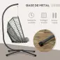 Silla Colgante Plegable con Soporte y 2 Cojines Carga 100 kg para Interior y Exterior en Acabado de Ratán PE Gris Oscuro Silla Colgante Plegable con Soporte y 2 Cojines Carga 100 kg para Interior y Exterior en Acabado de Ratán PE Gris Oscuro
