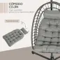 Silla Colgante Plegable con Soporte y 2 Cojines Carga 100 kg para Interior y Exterior en Acabado de Ratán PE Gris Oscuro Silla Colgante Plegable con Soporte y 2 Cojines Carga 100 kg para Interior y Exterior en Acabado de Ratán PE Gris Oscuro