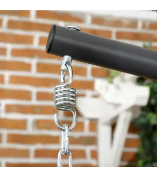 Silla Colgante Plegable con Soporte y 2 Cojines Carga 100 kg para Interior y Exterior en Acabado de Ratán PE Gris Oscuro