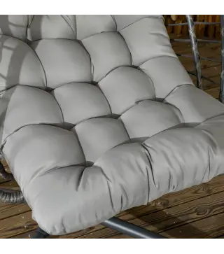 Silla Colgante Plegable con Soporte y 2 Cojines Carga 100 kg para Interior y Exterior en Acabado de Ratán PE Gris Oscuro