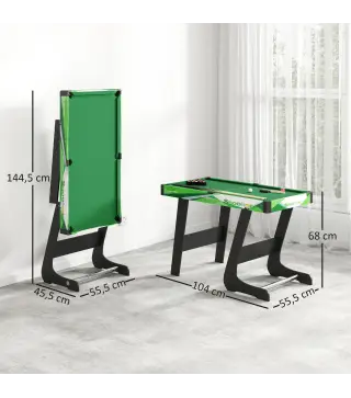 Mesa de Billar Plegable 104 cm con 16 Bolas 2 Tacos Tiza Triángulo y Cepillo para Niños y Adultos Verde