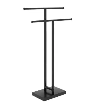 Toallero de Pie de Metal Toallero Escalera de Baño con 2 Barras en Forma de T Estilo Moderno 50x18,5x85 cm Negro