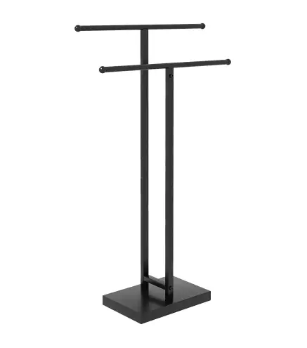 Toallero de Pie de Metal Toallero Escalera de Baño con 2 Barras en Forma de T Estilo Moderno 50x18,5x85 cm Negro