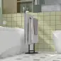 Toallero de Pie de Metal Toallero Escalera de Baño con 2 Barras en Forma de T Estilo Moderno 50x18,5x85 cm Negro