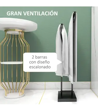 Toallero de Pie de Metal Toallero Escalera de Baño con 2 Barras en Forma de T Estilo Moderno 50x18,5x85 cm Negro