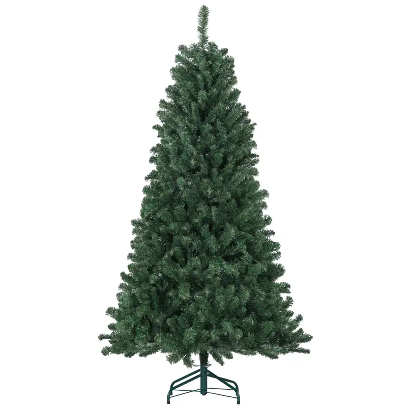 Árbol de Navidad Artificial 180 cm con 760 Ramas de Alambre de Memoria y Base Plegable Árbol de Navideño Verde