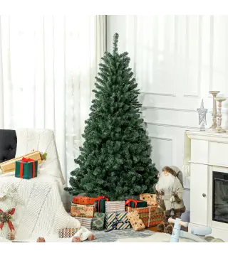 Árbol de Navidad Artificial 180 cm con 760 Ramas de Alambre de Memoria y Base Plegable Árbol de Navideño Verde