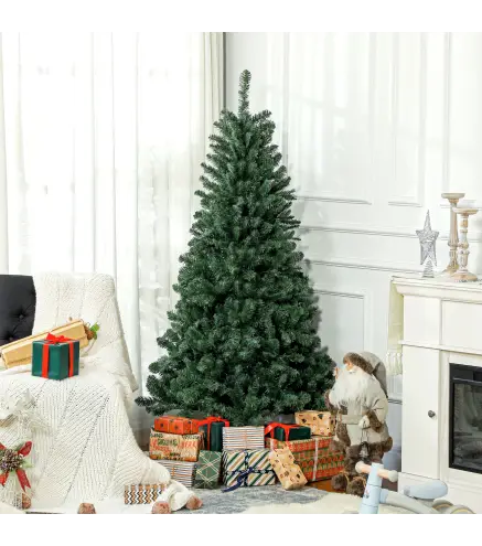 Árbol de Navidad Artificial 180 cm con 760 Ramas de Alambre de Memoria y Base Plegable Árbol de Navideño Verde