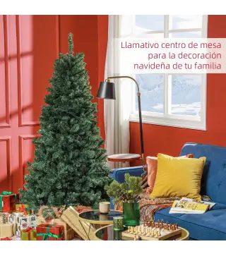 Árbol de Navidad Artificial 180 cm con 760 Ramas de Alambre de Memoria y Base Plegable Árbol de Navideño Verde