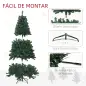 Árbol de Navidad Artificial 180 cm con 760 Ramas de Alambre de Memoria y Base Plegable Árbol de Navideño Verde