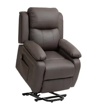 Sillón Relax Levanta Personas Sillón Elevador con Control Remoto Reclinación 160° Reposapiés 76x90x105cm Marrón