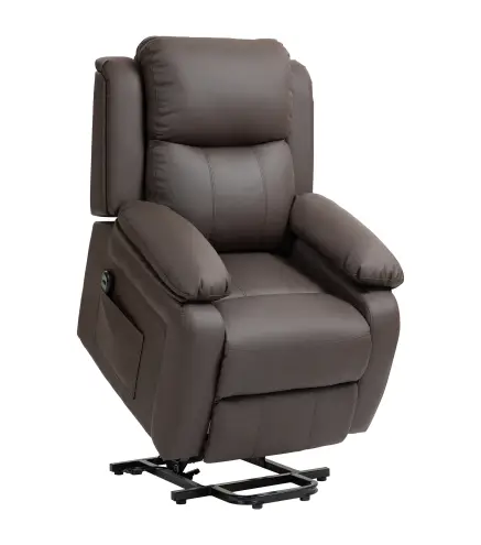 Sillón Relax Levanta Personas Sillón Elevador con Control Remoto Reclinación 160° Reposapiés 76x90x105cm Marrón