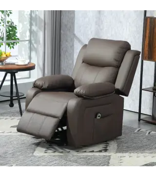 Sillón Relax Levanta Personas Sillón Elevador con Control Remoto Reclinación 160° Reposapiés 76x90x105cm Marrón