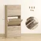 Zapatero Estrecho con 3 Puertas Abatibles Zapatero Entrada Recibidor Estantes Ajustables para 12 Pares de Zapatos Roble