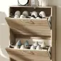 Zapatero Estrecho con 3 Puertas Abatibles Zapatero Entrada Recibidor Estantes Ajustables para 12 Pares de Zapatos Roble