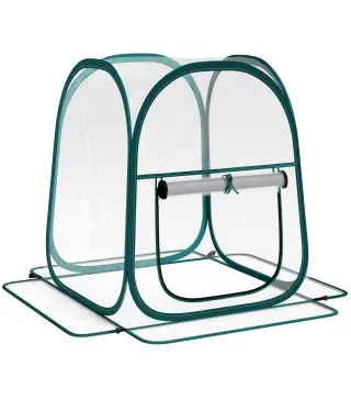 Mini Invernadero Plegable Pop-up Invernadero de Exterior con Puerta Enrollable y Cubierta Transparente