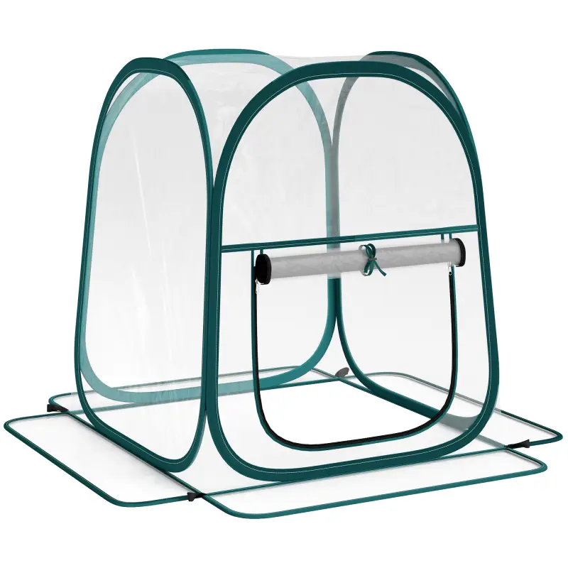 Mini Invernadero Plegable Pop-up Invernadero de Exterior con Puerta Enrollable y Cubierta Transparente