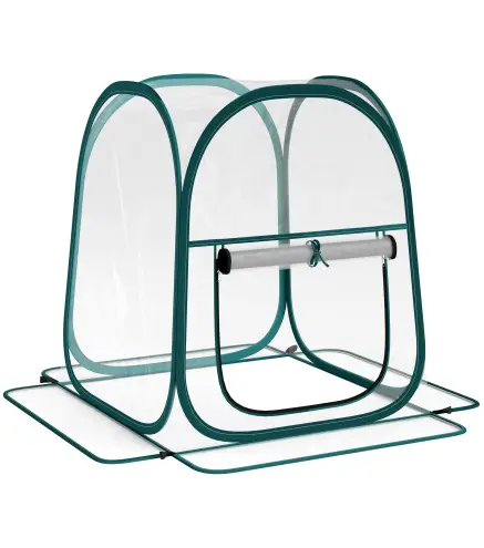 Mini Invernadero Plegable Pop-up Invernadero de Exterior con Puerta Enrollable y Cubierta Transparente