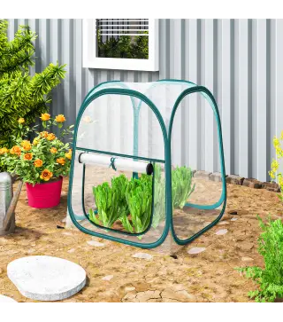 Mini Invernadero Plegable Pop-up Invernadero de Exterior con Puerta Enrollable y Cubierta Transparente