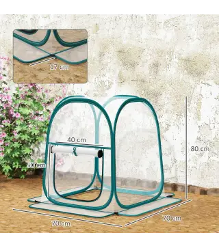 Mini Invernadero Plegable Pop-up Invernadero de Exterior con Puerta Enrollable y Cubierta Transparente