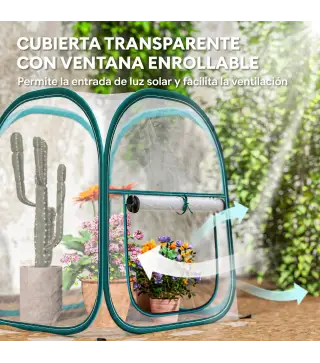 Mini Invernadero Plegable Pop-up Invernadero de Exterior con Puerta Enrollable y Cubierta Transparente
