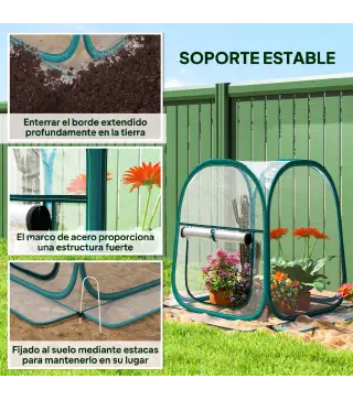 Mini Invernadero Plegable Pop-up Invernadero de Exterior con Puerta Enrollable y Cubierta Transparente