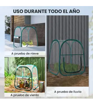 Mini Invernadero Plegable Pop-up Invernadero de Exterior con Puerta Enrollable y Cubierta Transparente