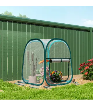 Mini Invernadero Plegable Pop-up Invernadero de Exterior con Puerta Enrollable y Cubierta Transparente