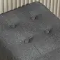 Reposapiés de Salón Taburete Bajo Tapizado en Lino con Bolsillo Lateral y Tapa con Botones Acolchados Gris