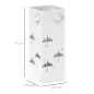 Paragüero de Acero con Bandeja Recoge Gotas Ganchos para Paraguas Plegables y Diseño Decorativo 15,5x15,5x41 cm Blanco