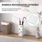 Paragüero de Acero con Bandeja Recoge Gotas Ganchos para Paraguas Plegables y Diseño Decorativo 15,5x15,5x41 cm Blanco