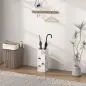 Paragüero de Acero con Bandeja Recoge Gotas Ganchos para Paraguas Plegables y Diseño Decorativo 15,5x15,5x41 cm Blanco