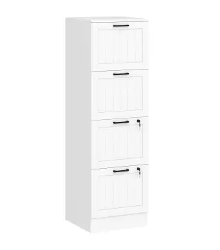 Mueble Archivador con 4 Cajones Cerraduras Carpetas A4 y Carta 40x40x131 cm Blanco
