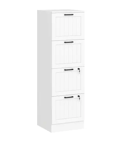 Mueble Archivador con 4 Cajones Cerraduras Carpetas A4 y Carta 40x40x131 cm Blanco
