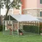 Jaula de Exterior para Perros Medianos con Cerradura Marco de Acero Toldo Impermeable y Anti-UV 200x200x150 cm Plata