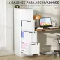 Mueble Archivador con 4 Cajones Cerraduras Carpetas A4 y Carta 40x40x131 cm Blanco Mueble Archivador con 4 Cajones Cerraduras Carpetas A4 y Carta 40x40x131 cm Blanco
