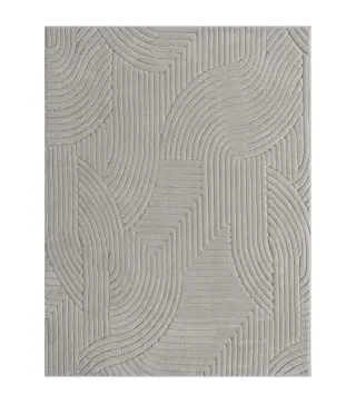 Alfombra Salón 230x160 cm Pelo Corto Estilo Moderno Base Antideslizante Tejida a Máquina Gris