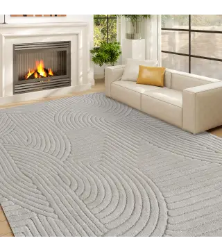 Alfombra Salón 230x160 cm Pelo Corto Estilo Moderno Base Antideslizante Tejida a Máquina Gris