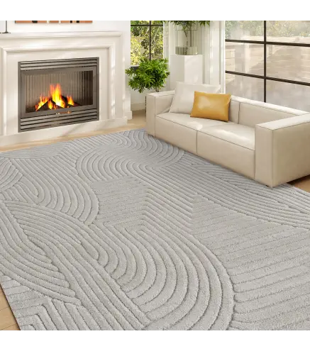 Alfombra Salón 230x160 cm Pelo Corto Estilo Moderno Base Antideslizante Tejida a Máquina Gris