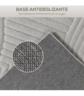 Alfombra Salón 230x160 cm Pelo Corto Estilo Moderno Base Antideslizante Tejida a Máquina Gris