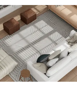 Alfombra Salón 230x160 cm Pelo Corto Estilo Moderno Base Antideslizante Tejida a Máquina Gris