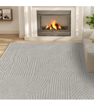 Alfombra Salón 230x160 cm Pelo Corto Estilo Moderno Base Antideslizante Tejida a Máquina Gris