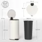 Cubo de Basura Cocina 30L con Pedal Tapa de Cierre Suave y Cubo Extraíble para Dormitorio Oficina Estudio Salón Crema