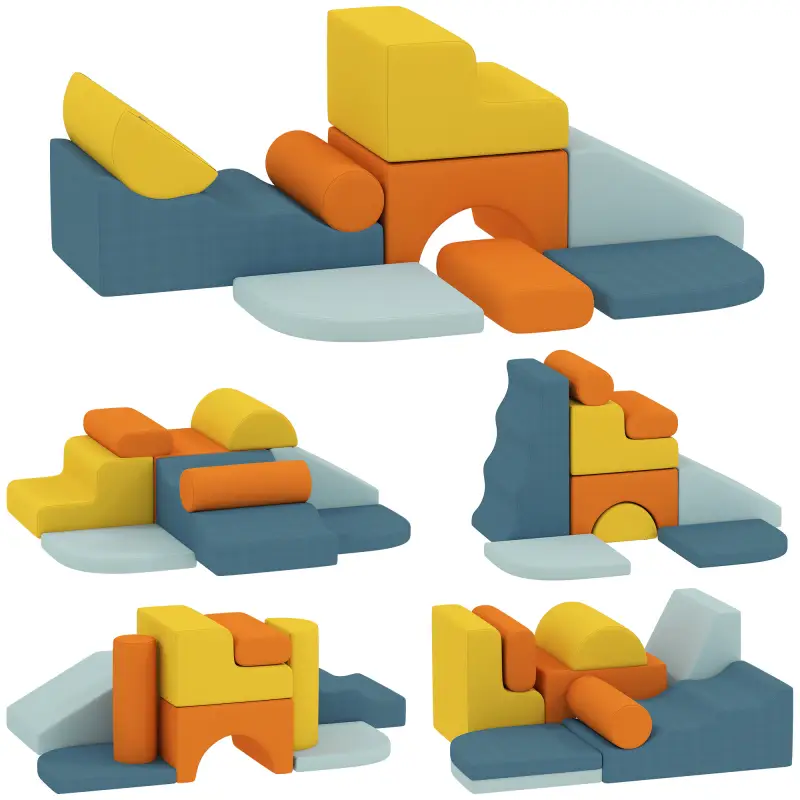 Juego de 9 Bloques de Espuma para Niños con Fundas de Terciopelo Lavables para Escalar y Gatear Multicolor Juego de 9 Bloques de Espuma para Niños con Fundas de Terciopelo Lavables para Escalar y Gatear Multicolor