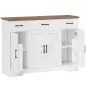 Aparador de Cocina Rústico 4 Estantes de Puerta Estantes Ajustables 3 Cajones 120x38x87 cm Blanco y Nogal Aparador de Cocina Rústico 4 Estantes de Puerta Estantes Ajustables 3 Cajones 120x38x87 cm Blanco y Nogal