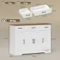 Aparador de Cocina Rústico 4 Estantes de Puerta Estantes Ajustables 3 Cajones 120x38x87 cm Blanco y Nogal Aparador de Cocina Rústico 4 Estantes de Puerta Estantes Ajustables 3 Cajones 120x38x87 cm Blanco y Nogal