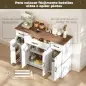 Aparador de Cocina Rústico 4 Estantes de Puerta Estantes Ajustables 3 Cajones 120x38x87 cm Blanco y Nogal Aparador de Cocina Rústico 4 Estantes de Puerta Estantes Ajustables 3 Cajones 120x38x87 cm Blanco y Nogal